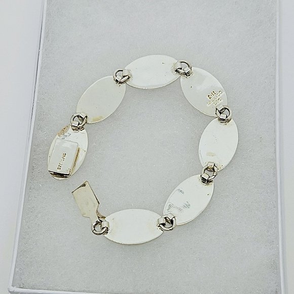 Vintage Mexico C-11 Sodalite Modernist Style 925 Sterling Silver Bracelet - Picture 6 of 9